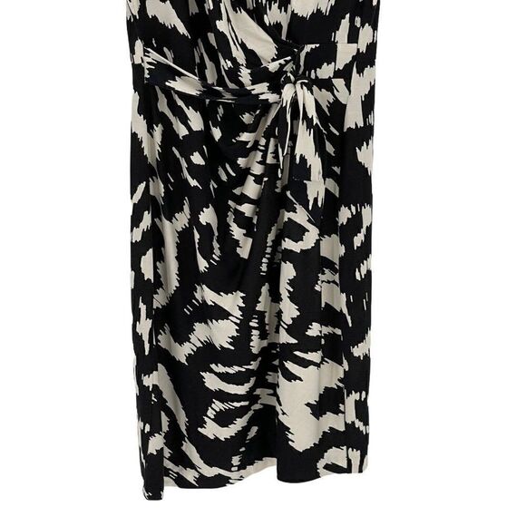 Diane Von Furstenberg Zoe 100% Silk Sheath Dress Flower Ikat Black Ivory Size 10 - Picture 7 of 14